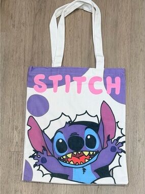 Stitch Canvas Tote Bag for Kids - Purple & Pink
